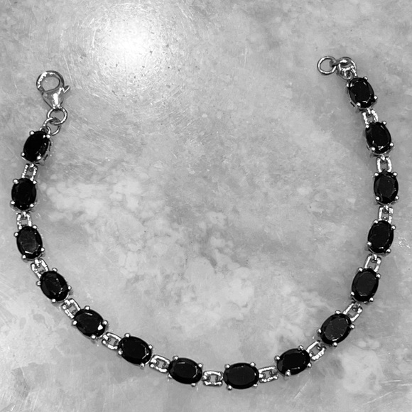 Shungite Sterling Silver Tennis Bracelet 7.25” - Picture 3 of 8